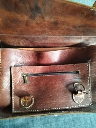 Cartera Vintage Piel Profesor Marrón