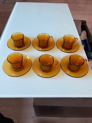 Juego 6 tazas pequeñas Duralex ámbar