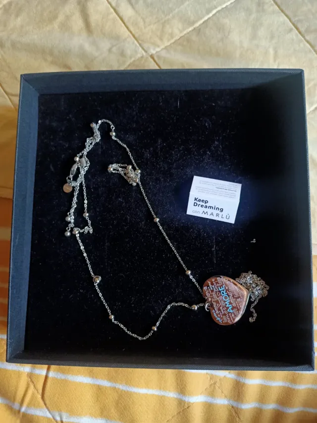 Collana Marlù cuore Amore argento e marrone