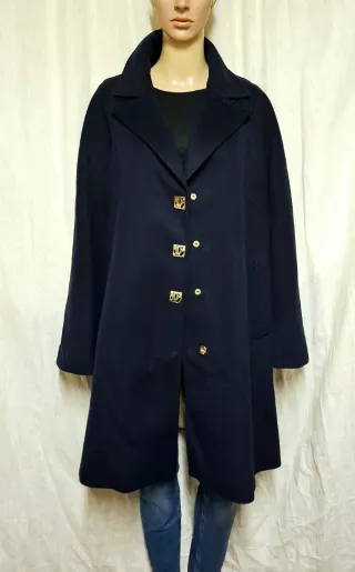 Cappotto Loreta blu con bottoni oro