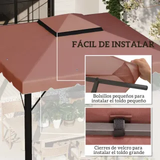 Tettuccio di ricambio per gazebo 3x3 m Caffè