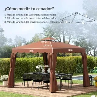 Tettuccio di ricambio per gazebo 3x3 m Caffè
