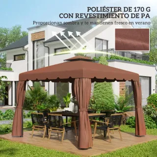 Tettuccio di ricambio per gazebo 3x3 m Caffè