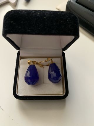 Pendientes de cristal azul y oro