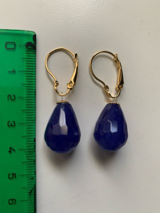 Pendientes de cristal azul y oro