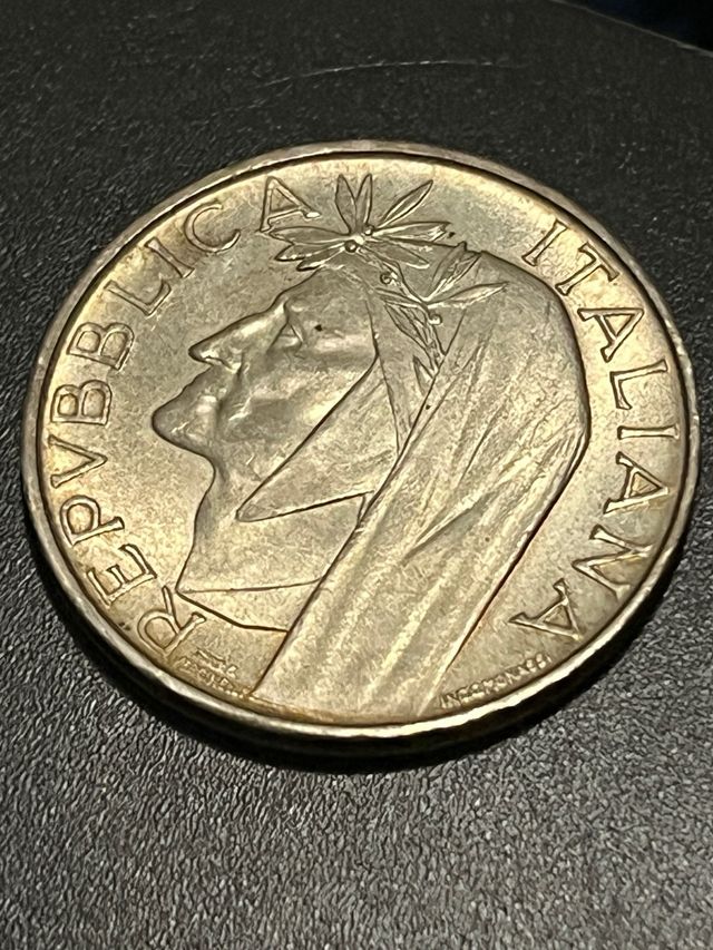 500 Lire Argento Dante Alighieri 1965