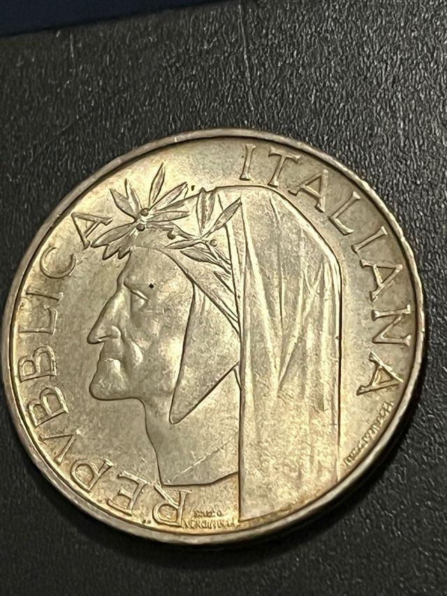 500 Lire Argento Dante Alighieri 1965