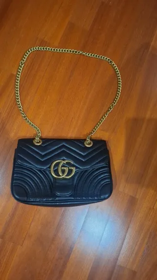 Borsa Gucci Marmont Matelassé Pelle nera vegetale