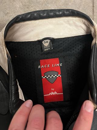 Chaqueta de moto cuero azul y negro