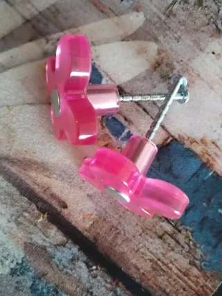 2 Tiradores flor rosa