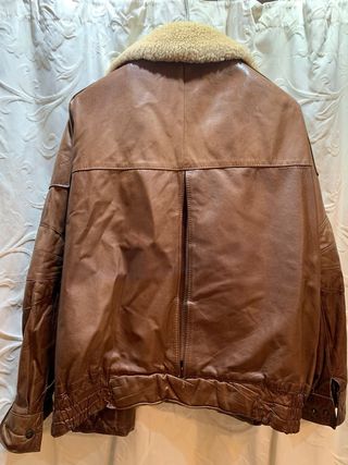Cazadora Piel Aviador Hombre Marrón