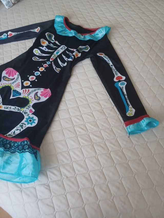 Disfraz Catrina Esqueleto Día de Muertos, talla 8-