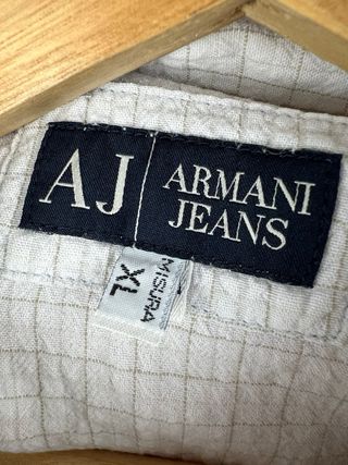 Camisa Armani Jeans Cuadros Blanca Talla XL