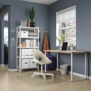 Escritorio madera y metal blanco