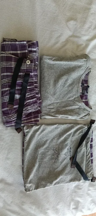 Pijama Massimo Dutti Morado y Gris