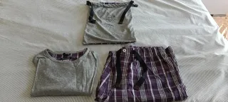 Pijama Massimo Dutti Morado y Gris