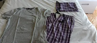 Pijama Massimo Dutti Morado y Gris