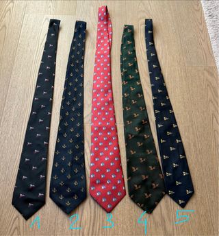 Lote 5 Corbatas Hombre Diseños Náuticos y Aves