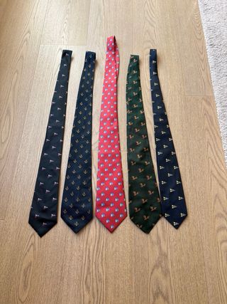 Lote 5 Corbatas Hombre Diseños Náuticos y Aves