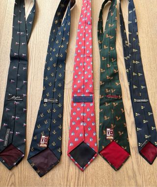 Lote 5 Corbatas Hombre Diseños Náuticos y Aves