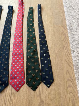 Lote 5 Corbatas Hombre Diseños Náuticos y Aves
