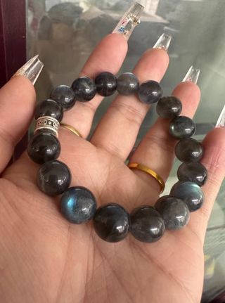 Pulsera Piedra Luna Gris Oscuro