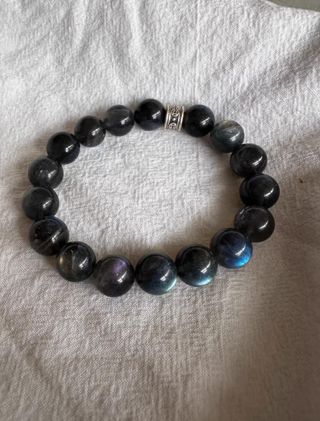 Pulsera Piedra Luna Gris Oscuro