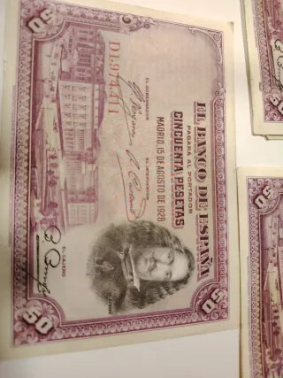 Billete 50 pesetas 15 agosto 1928 El Banco de Espa