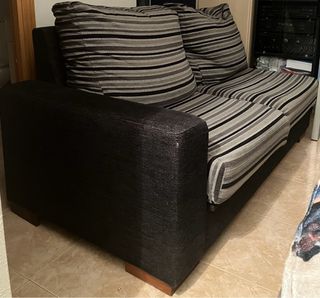 SOFÁ 2 PLAZAS AMPLIAS TEXTIL GRIS-NEGRA