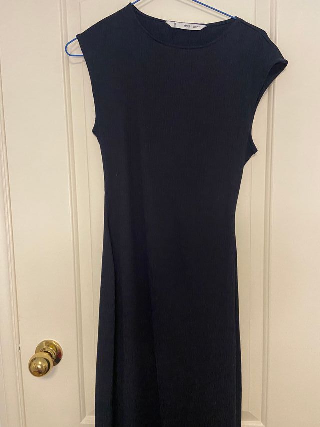 Vestido Mango Azul Marino Espalda Talla S