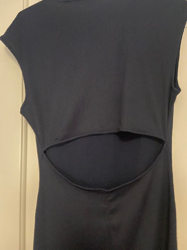 Vestido Mango Azul Marino Espalda Talla S