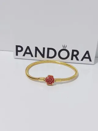Pulsera Pandora Talla 17 Flor Roja