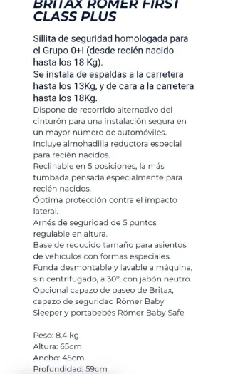 Britax Römer First Class Plus- Silla de coche