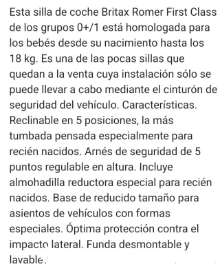 Britax Römer First Class Plus- Silla de coche