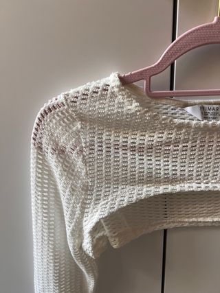 Crop top calado Primark blanco Talla S.