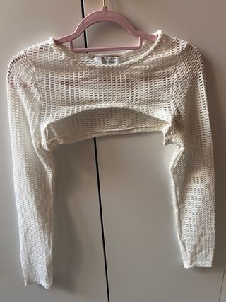 Crop top calado Primark blanco Talla S.