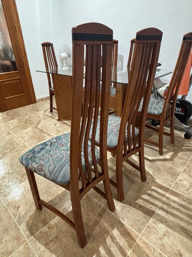 Conjunto 6 sillas salón madera