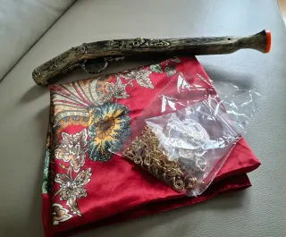 Accesorios Disfraz Pirata - Pañuelo, Joyas y arma.