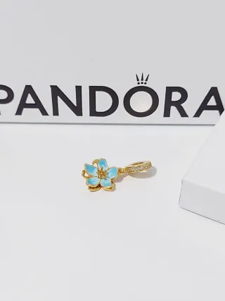 Colgante Flor Pandora Azul y Dorado