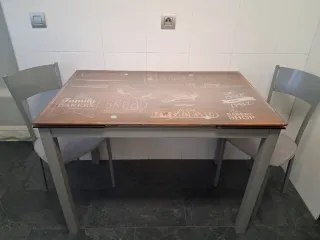 Mesa de cocina extensible cristal y metal