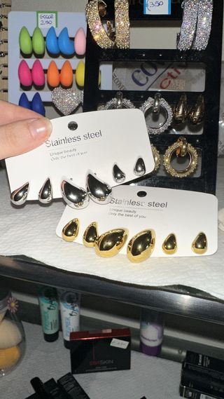 Orecchini goccia acciaio inox oro e argento