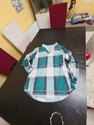 Camisa cuadros verde y blanco