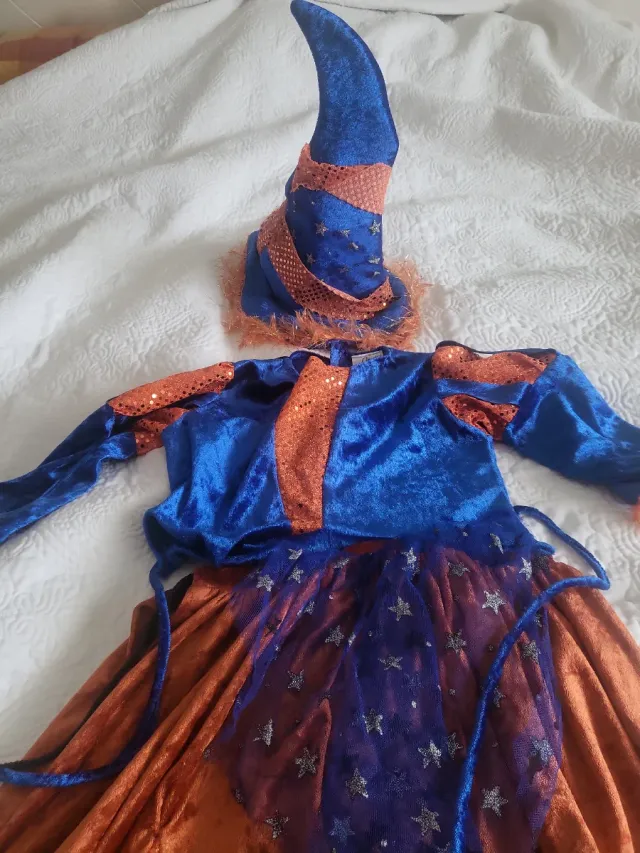 Disfraz Bruja Azul y Naranja Talla Infantil
