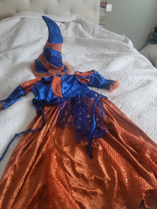 Disfraz Bruja Azul y Naranja Talla Infantil