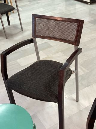 4 Sillas Madera y Hierro Marrón/Gris