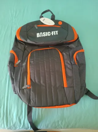 Mochila Basic-Fit Gris y Naranja