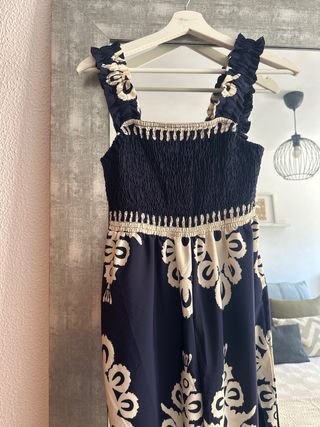 Mono largo estampado azul marino