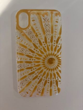 Custodia per iPhone XR con design a forma di sole giallo dorato