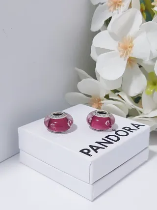 2 Charms Pandora Clips Rosa y Plata
