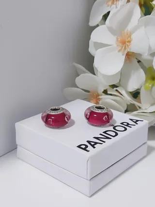 2 Charms Pandora Clips Rosa y Plata